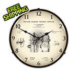 Collectable Sign and Clock 1903 Fire Hydrant Patent Blueprint Backlit Wall Clock