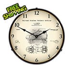 Collectable Sign and Clock 1907 Plimpton Roller Skate Patent Blueprint Backlit Wall Clock