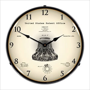 1914 Louis Comfort Tiffany Lamp Shade Patent Blueprint Backlit Wall Clock