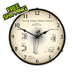 Collectable Sign and Clock 1917 Harley Davidson Springer Front Fork Patent Blueprint Backlit Wall Clock