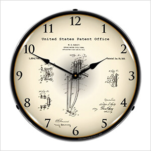 1917 Harley Davidson Springer Front Fork Patent Blueprint Backlit Wall Clock