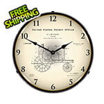 Collectable Sign and Clock 1919 Antique Tractor Patent Blueprint Backlit Wall Clock