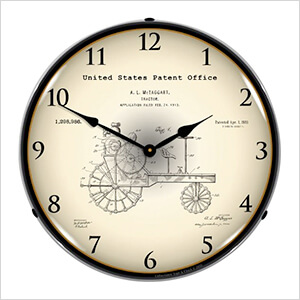 1919 Antique Tractor Patent Blueprint Backlit Wall Clock