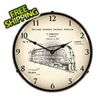 Collectable Sign and Clock 1937 Jabelmann Locomotive Patent Blueprint Backlit Wall Clock