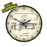 Collectable Sign and Clock 1939 Fire Truck Patent Blueprint Backlit Wall Clock