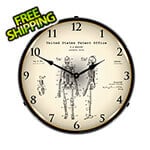 Collectable Sign and Clock 1959 Anatomical Skeleton Patent Blueprint Backlit Wall Clock