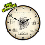 Collectable Sign and Clock 1966 Billiards Ball Rack Blueprint Backlit Wall Clock