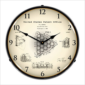 1966 Billiards Ball Rack Blueprint Backlit Wall Clock