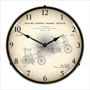 1968 Stingray Bicycle Patent Blueprint Backlit Wall Clock