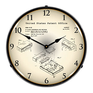 1977 Atari TV Game Cartridge Patent Blueprint Backlit Wall Clock