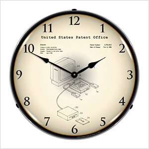 1986 Famicon Video Game System Patent Blueprint Backlit Wall Clock