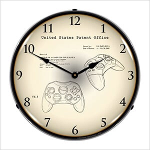 2001 Microsoft Xbox Controller Patent Blueprint Backlit Wall Clock