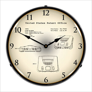 1995 Nintendo 64 Patent Blueprint Backlit Wall Clock
