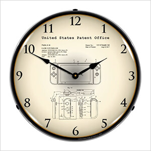 2016 Nintendo Switch Patent Blueprint Backlit Wall Clock