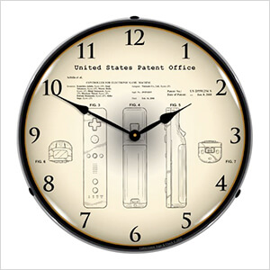 2006 Nintendo Wii Controllers Patent Blueprint Backlit Wall Clock
