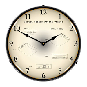 2005 Nintendo Wii Patent Blueprint Backlit Wall Clock