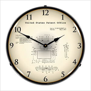 2012 Nintendo Wii U Patent Blueprint Backlit Wall Clock