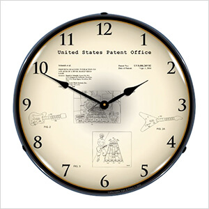2008 Rock Hero Patent Blueprint Backlit Wall Clock
