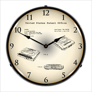 1993 Sega Mega Patent Blueprint Backlit Wall Clock