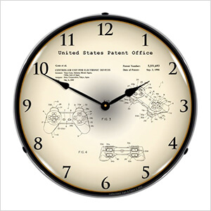 1995 Sony PS1 Controller Patent Blueprint Backlit Wall Clock
