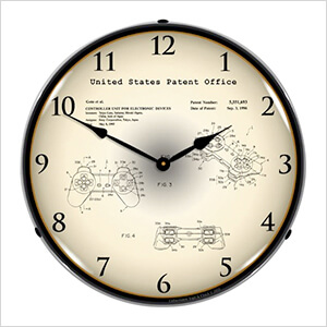 1995 Sony PS1 Controller Patent Blueprint Backlit Wall Clock
