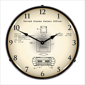 1995 Super Nintendo Patent Blueprint Backlit Wall Clock