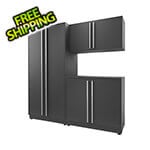 Proslat 4-Piece Mat Black Cabinet Set with Silver Handles and Powder Coated Worktop