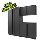 Proslat 4-Piece Mat Black Cabinet Set with Black Handles and Powder Coated Worktop
