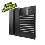 Proslat Fusion Plus 3-Piece Mat Black Garage Cabinet Set with Silver Handles