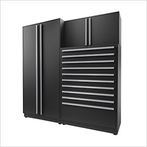 3-Piece Mat Black Cabinet Set with Silver Handles