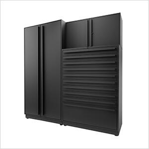 3-Piece Mat Black Cabinet Set with Black Handles