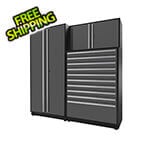 Proslat 3-Piece Glossy Grey Cabinet Set with Silver Handles