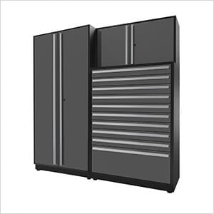 3-Piece Glossy Grey Cabinet Set with Silver Handles