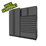 Proslat 3-Piece Glossy Grey Cabinet Set with Black Handles