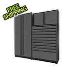 Proslat Fusion Plus 3-Piece Glossy Grey Garage Cabinet Set with Black Handles