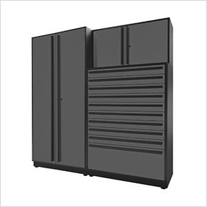 3-Piece Glossy Grey Cabinet Set with Black Handles