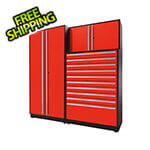 Proslat 3-Piece Glossy Red Cabinet Set with Silver Handles