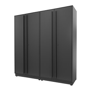 2-Piece Mat Black Tall Garage Cabinet Set with Black Handles