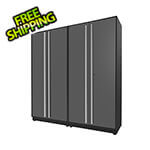 Proslat 2-Piece Glossy Grey Tall Garage Cabinet Set with Silver Handles