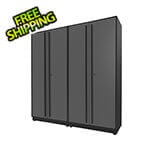Proslat 2-Piece Glossy Grey Tall Garage Cabinet Set with Black Handles