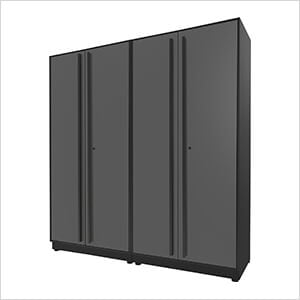 2-Piece Glossy Grey Tall Garage Cabinet Set with Black Handles