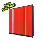 Proslat 2-Piece Glossy Red Tall Garage Cabinet Set with Silver Handles