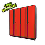 Proslat 2-Piece Glossy Red Tall Garage Cabinet Set with Black Handles
