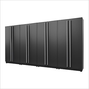 4-Piece Mat Black Tall Garage Cabinet Set with Black Handles