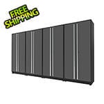 Proslat 4-Piece Glossy Grey Tall Garage Cabinet Set with Silver Handles