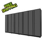 Proslat 4-Piece Glossy Grey Tall Garage Cabinet Set with Black Handles