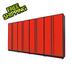 Proslat 4-Piece Glossy Red Tall Garage Cabinet Set with Black Handles