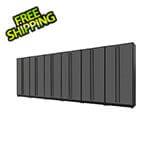 Proslat 6-Piece Glossy Grey Tall Garage Cabinet Set with Black Handles