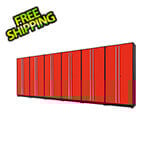 Proslat 6-Piece Glossy Red Tall Garage Cabinet Set with Silver Handles