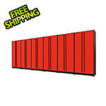 Proslat 6-Piece Glossy Red Tall Garage Cabinet Set with Black Handles